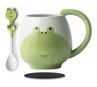 Cute Frog Coffe Mug With Spoon 450ml Ceramic Funny 3d Animal Frog Mug Birthday Gifts For Boys Girls Kids Frog Lovers