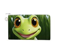 Cute Frog Coin Purse Mini Change Wallet Portable Change Purse Cute Canvas Coin Wallet Bag with Zipper for Men & Women