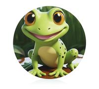 Cute Frog Cutting Board for Kitchen Mini Cheese Chopping Board Round Tempered Glass Chopping Block for Picnic Cutting Pizza Meat Fruit(7.9 Inch)