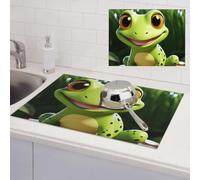 cute frog Dish Drying Mat for Kitchen Counter Super Absorbent Microfiber Drainer Mats Large Size Dish Drying Pad Quick Drying Dish Rack Pad 18"x 24"