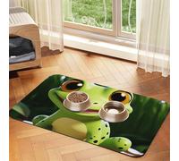 Cute Frog Dog Food Mats for Floors, 12x18 Inch Non-Slip Super Absorbent Pet Food Mat, Dishwasher Dog Mat for Food and Water, Cute Quick Dry Pet Feeding Mat for Dogs Puppy Cats