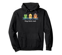 Cute Frog Duck Toad Pond Friends Illustration Pullover Hoodie