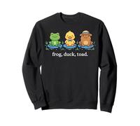 Cute Frog Duck Toad Pond Friends Illustration Sweatshirt