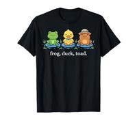 Cute Frog Duck Toad Pond Friends Illustration T-Shirt
