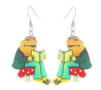 Cute Frog Earrings for Women Acrylic 2D Frogs Earrings Vintage Frog Book Animal Drop Earrings Trendy Jewelry Gifts for Women, One Size, Acrylic, No Gemstone