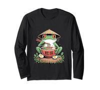 Cute Frog Eating Ramen Japanese Style Anime Kawaii Ink Long Sleeve T-Shirt