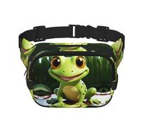 Cute Frog Fanny Pack For Women Waterproof Adjustable Belt Bags Waist Pack Fashion Casual Crossbody Bags Bum Bag For Running Workout Hiking Traveling, Black, One Size