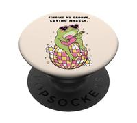 Cute Frog Finding My Groove Loving Myself Girly Aesthetic PopSockets Adhesive PopGrip