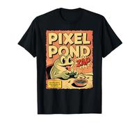 Cute Frog Gamer Retro Comic Console Funny Video Game Cartoon T-Shirt
