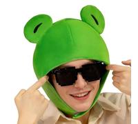 Cute Frog Hat | Fit for Head Circumference 50-60cm | Green Frog with Ears | Comfortable Plush Toad Hat | Keep Warm in Winter | for Christmas Halloween Activity Celebration Family Gathering Dress Up