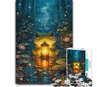 Cute Frog Holding a Lantern in a Forest Jigsaw Puzzle, 300 Pieces | Year-end puzzle gift for adults: hands-on indoor leisure at your own pace.