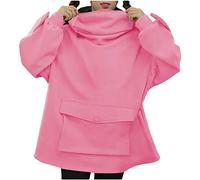 Cute Frog Hoodie for Women Teen Girls Novelty Zipper Mouth Hooded Frog Sweatershirt Loose Stitching Solid Color Pullover with Large Front Pocket Kawaii Hoodies for Girls