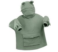 Cute Frog Hoodie for Women Teen Girls Novelty Zipper Mouth Hooded Sweatershirt Front Large Pocket Kawaii Jumper Tops 3D Animal Cartoon Hoody Pullover Top Green S