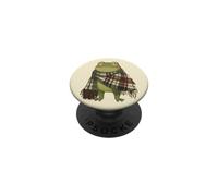 Cute Frog in Cozy Plaid Blanket Cottagecore Fall Autumn PopSockets Adhesive PopGrip