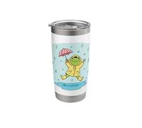 Cute Frog in Raincoat Jumping in Puddle Stainless Steel Insulated Tumbler