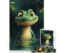 Cute Frog in The Rain Jigsaw Puzzles for Adults 1000 Piece Mindful Game Clean Cut Happy Challenge Birthday Present (50x75cm)