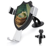 Cute Frog in Wooden Bathtub Japanese Car Phone Holder Mount Triangle Clip Base Air Vent Cell Phone Car Mount Automotive Accessories for 4-6 Inches Cell Smartphones