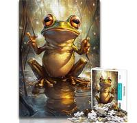 Cute Frog Jigsaw Puzzles for Adults Teenagers Jigsaws Puzzle,Toys Educational Games Stress Relieving Wall Decoration (75x50cm)