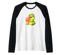 Cute Frog King Holding Ice Cream Raglan Baseball Tee