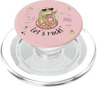 Cute Frog Lets Rock Music Party Pink Girly Aesthetic PopSockets PopGrip for MagSafe