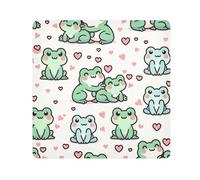 Cute Frog Love Camera Wrap Cloth, Squares Magic Self-Adhesive Cloth for Lens Camera Anti-Scratch Lens Protector Makeup Wrap Cloth Bag 17.7" x 17.7"