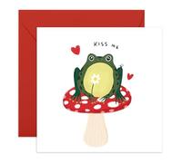 Cute Frog Love Card - Kiss Me - Gifts for Couples, Wife, Husband, Fiance, Mum, Dad, Friends, Him, Her, Women, Men, Crush - Begging You, For Anniversary or Valentines Day - Comes with Stickers