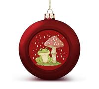 Cute Frog Mushroom Christmas Ornaments Balls Print Crafts Decorations Xmas Balls Outdoor Garden Decor