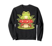 Cute Frog on Mushroom Cottagecore Aesthetic Kawaii Nature Sweatshirt