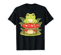 Cute Frog on Mushroom Cottagecore Aesthetic Kawaii Nature T-Shirt