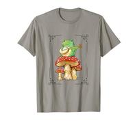Cute Frog on Mushroom Playing Banjo l Cottagecore Vintage T-Shirt