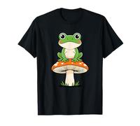 Cute Frog On Toadstool Amanita Forest Aesthetic T-Shirt