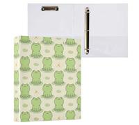 Cute Frog on Water Lily Leaves and Dragonfly 3 Ring Binder 1.5" Decorative D-Ring Binder with Clipboard&3 Clear Pockets, Holds 200 Sheets A4 Size Paper Waterproof Binders for School Home Office