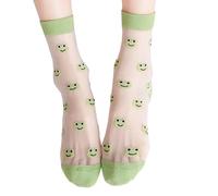 Cute Frog Pattern Socks Funky Net Lace Stylish Funky Gift 1pair Crew Socks