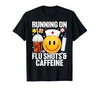 Cute Frog Peace Get Your Flu Shot Retro Vaccine Caffeine T-Shirt