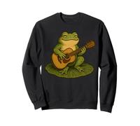 Cute Frog Playing Guitar Lily Pad Vintage Retro Nature Art Sweatshirt