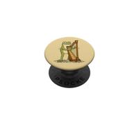 Cute Frog Playing Harp Funny Harpist Music Art PopSockets Adhesive PopGrip