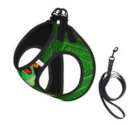 Cute Frog print Dog Harness and Leash Set, Reflective Adjustable Puppy Vest for Small Medium Large Dogs, Cats