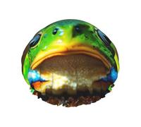 Cute Frog Print Double Layers Shower Cap Bathing Shower Caps Ladies Men Shower Caps Salon Home Use