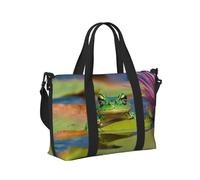 Cute Frog Print Lightweight Foldable Travel Hand Bag for Women Men Vacation Outdoor Adventures