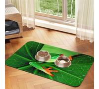 Cute Frog print PU Leather Feeding Mat for Dogs Cats Pet Food Mat Absorbent Non-Slip Rubber Bottom