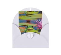 Cute Frog Print Vertical Greeting Card With Envelope,Greeting Note | Thank You Card For Christmas, Birthday, Valentine'S Day & Party Invitations