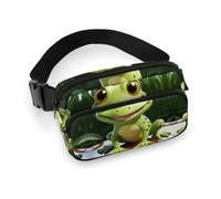Cute Frog Printed Fanny Pack Fanny Packs for Women Men,Crossbody Bag Large Chest Bag with Adjustable Strap for Outdoors Workout Traveling Casual Running, Cute Frog, 20x13cm