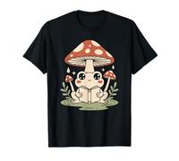Cute Frog Reading a Book Under a Large Mushroom Umbrella T-Shirt