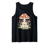 Cute Frog Reading a Book Under a Large Mushroom Umbrella Tank Top