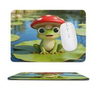 Cute Frog Red Mushroom Stitched Edge Mouse Pad