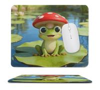 Cute Frog Red Mushroom Stitched Edge Mouse Pad