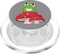 Cute Frog Resting on Red Mushroom Nature Lover PopSockets PopGrip for MagSafe