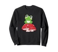 Cute Frog Resting on Red Mushroom Nature Lover Sweatshirt