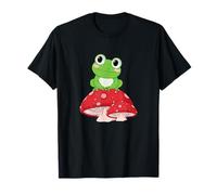 Cute Frog Resting on Red Mushroom Nature Lover T-Shirt