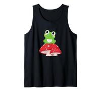 Cute Frog Resting on Red Mushroom Nature Lover Tank Top